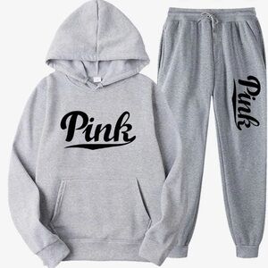 Victoria's Secret Light Gray Hoodie and Joggers Set